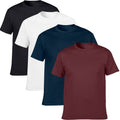 NewDenBer Mens Classic Basic Solid Crew Neck Soft Cotton T-Shirt 4 Pack Black/White/Navy/Maroon XL