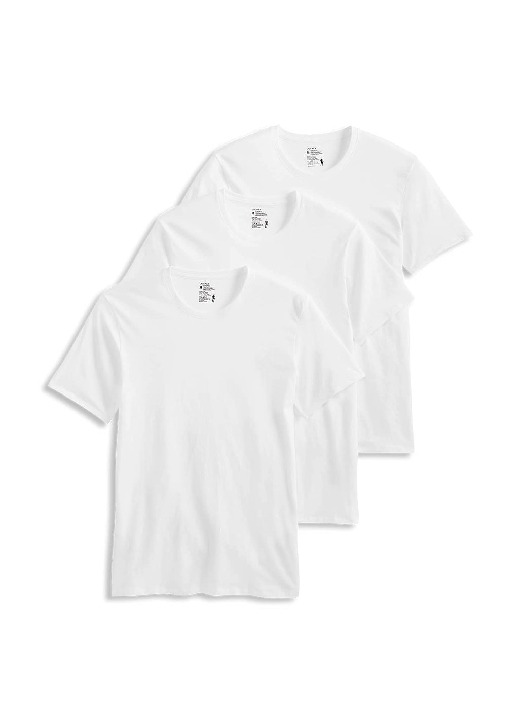 Jockey Men's Cotton Stretch Crew T-Shirts - 3 Pack XL White