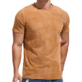 KLIEGOU Mens Light Weight T-Shirts - Elastic Cotton Crew Neck Tees 2566 Light Brown XL